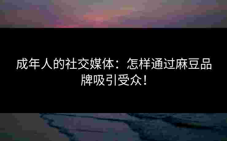 成年人的社交媒体：怎样通过麻豆品牌吸引受众！