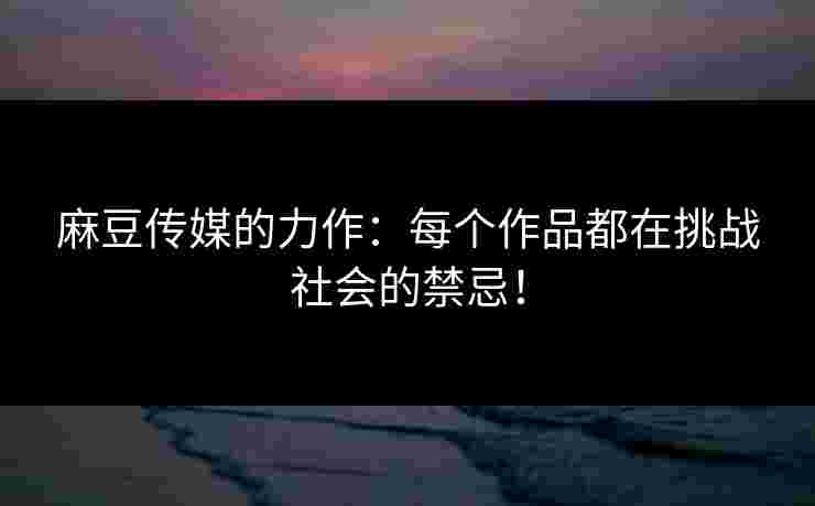 麻豆传媒的力作：每个作品都在挑战社会的禁忌！