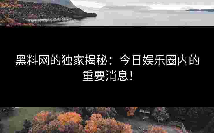 黑料网的独家揭秘：今日娱乐圈内的重要消息！