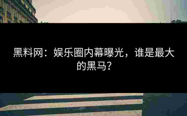 黑料网：娱乐圈内幕曝光，谁是最大的黑马？